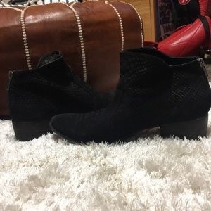 Seychelles snake skin black suede booties